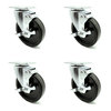 Service Caster 5 Inch Phenolic Wheel Swivel Top Plate Caster Set with Brake SCC-20S514-PHR-TLB-4